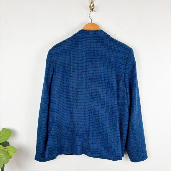 Vintage 90s Leslie Fay Blue Tweed Blazer Sz 18 - Picture 2 of 12